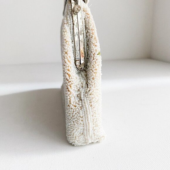 Vintage 1940s fully beaded floral Crosstich Wedding Special  Occasion Purse - Picture 5 of 12